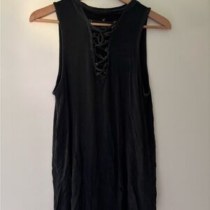 American Eagle Outfitters Black Tank Top with Lace-Up Detail